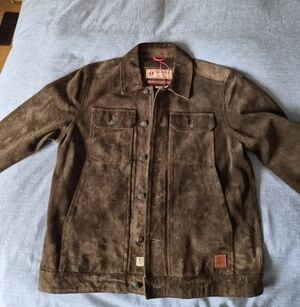 Iron & Resin Brown Buffalo Suede Mechanic Jacket In XL